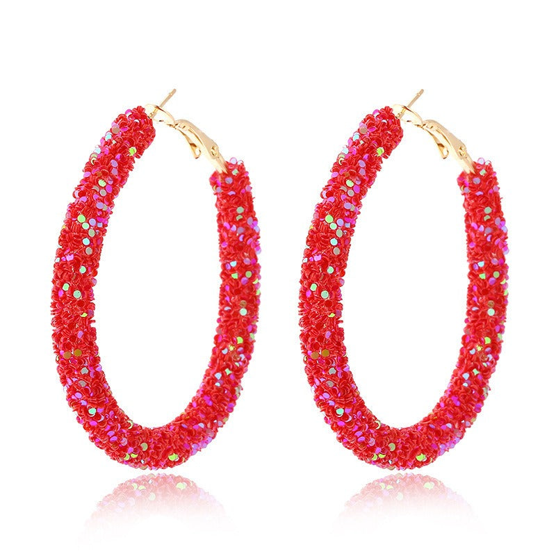 Wholesale Colorful Sparkling Circle Metal Earrings